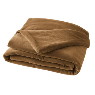 Édredon 90 x 200 cm en Velours de Coton Camel et Polyester avec Capitonnage Léger - Linge de Lit - MIRABEL