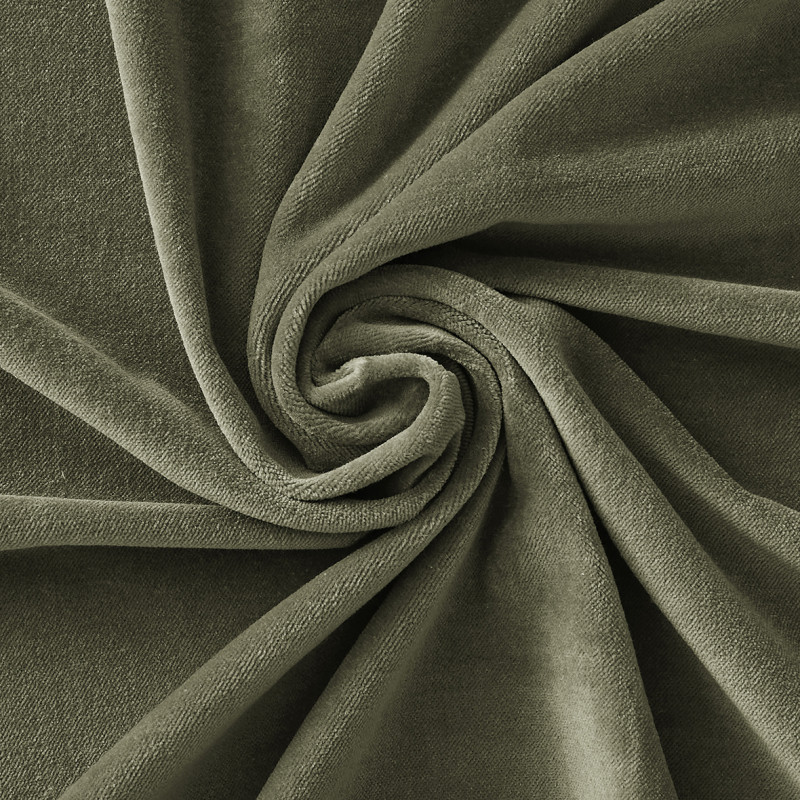 Rideau Ajustable 140 x 270 cm en Velours de Coton Vert avec 8 Anneaux à Pince en Métal Couleur Argent Antique - MIRABEL