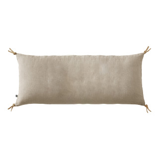 Coussin 55 x 110 cm en Lin Lavé Sable Housse Déhoussable avec 4 Nouettes en Jute - LUISA