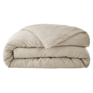 Housse de Couette 220 x 240 cm en Lin Lavé Sable avec Ouverture à Nouettes - Linge de Lit - LUISA