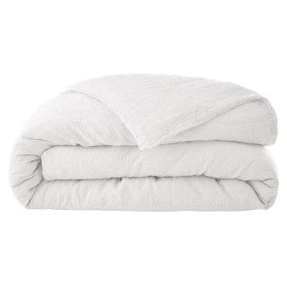 Housse de Couette 260 x 240 cm en Lin Lavé Blanc avec Ouverture à Boutonnières - LUISA