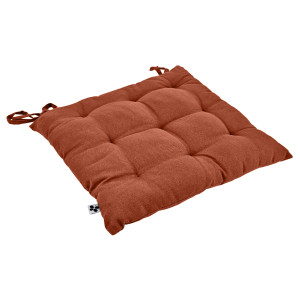 Coussin de Chaise 38 x 38 cm Capitonnée avec 2 Nouettes en Coton Terracotta - DOLORES