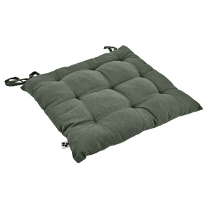 Coussin de Chaise 38 x 38 cm Capitonnée avec 2 Nouettes en Coton Vert - DOLORES