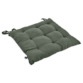 Coussin de Chaise 38 x 38 cm Capitonnée avec 2 Nouettes en Coton Vert - DOLORES