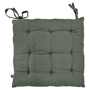 Coussin de Chaise 38 x 38 cm Capitonnée avec 2 Nouettes en Coton Vert - DOLORES