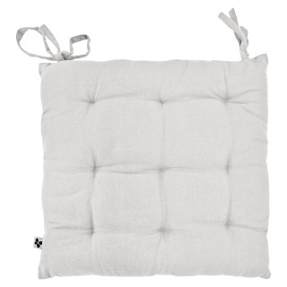 Coussin de Chaise 38 x 38 cm Capitonnée avec 2 Nouettes en Coton Blanc - DOLORES