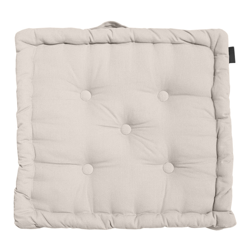 Coussin de Sol Carré 50 x 50 cm Capitonnés et Matelassé Coton Beige - DOLORES