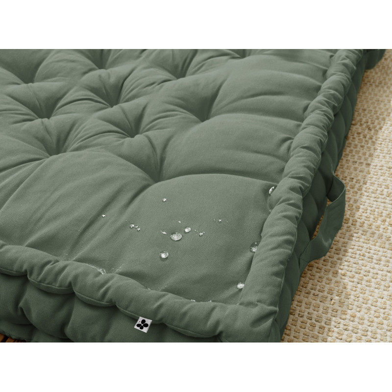 Coussin de Sol Carré 50 x 50 cm Capitonnés et Matelassé en Coton Vert - DOLORES