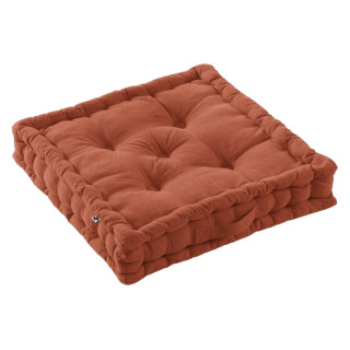 Coussin de Sol Carré 50 x 50 cm Capitonnés et Matelassé Coton Terracotta - DOLORES