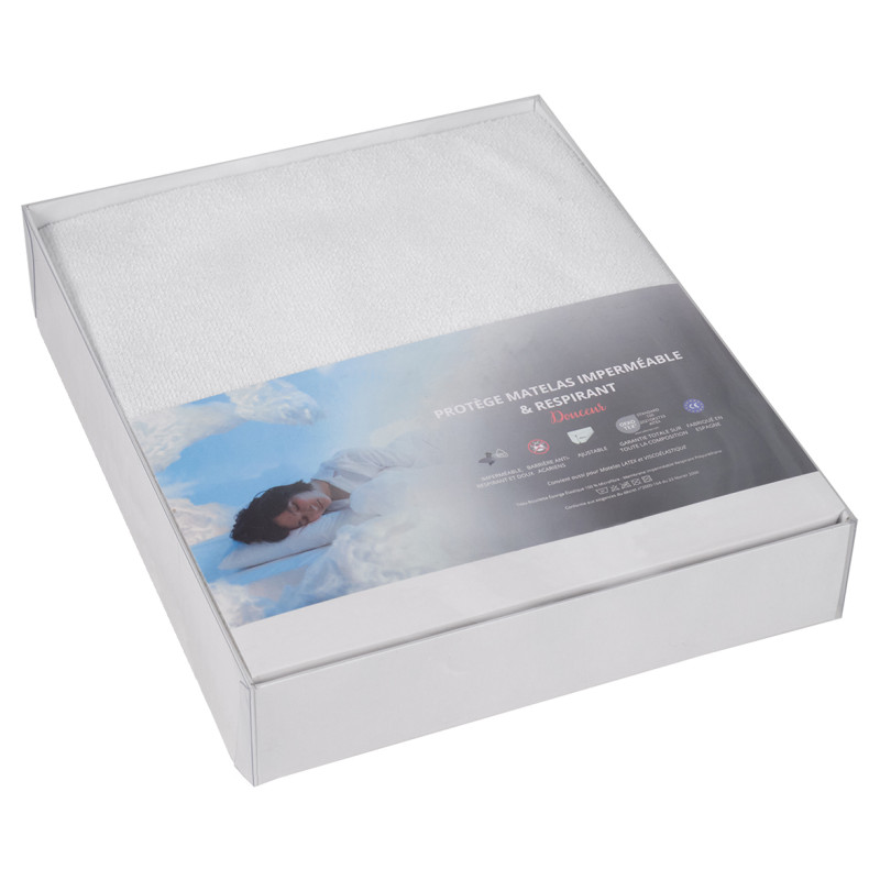 Protège-Matelas / Alèse 90 x 190 cm Tissu Bouclette Imperméable Respirant et Anti Acariens en Microfibre - Linge de Lit - ALMA