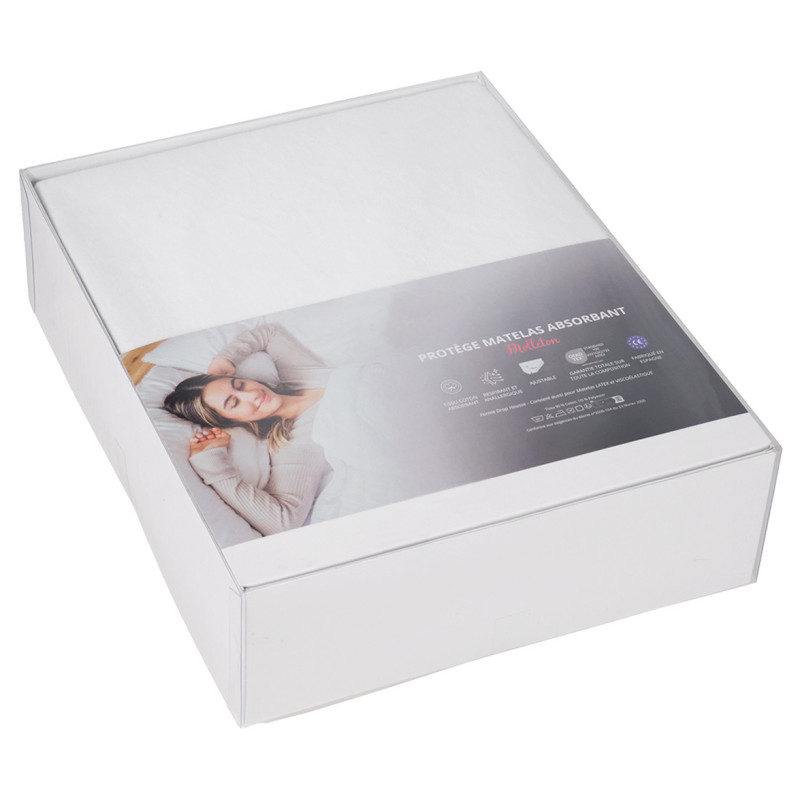 Protège-Matelas / Alèse 90 x 190 cm Tissu Doux Absorbant Respirant et Anallergique en Coton et Polyester - Linge de Lit - SERENA