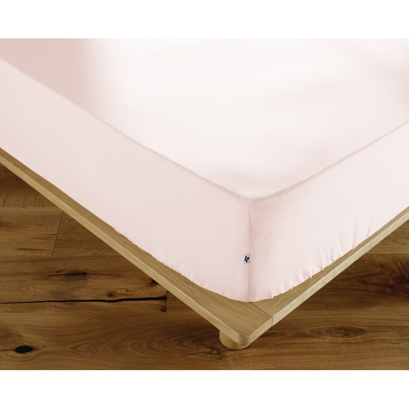 Drap Housse 90 x 190 cm en Coton Rose avec Hauteur de Bonnet 30 cm - Linge de Lit - JULIETA