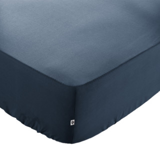 Drap Housse 90 x 190 cm en Coton Bleu avec Hauteur de Bonnet 30 cm - Linge de Lit - JULIETA