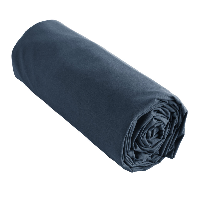 Drap Housse 90 x 190 cm en Coton Bleu avec Hauteur de Bonnet 30 cm - Linge de Lit - JULIETA