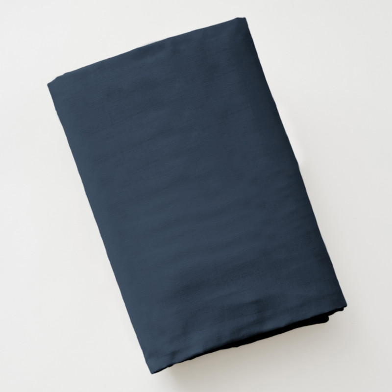 Drap Housse 90 x 190 cm en Coton Bleu avec Hauteur de Bonnet 30 cm - Linge de Lit - JULIETA