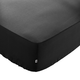 Drap Housse 90 x 190 cm en Coton Noir avec Hauteur de Bonnet 30 cm - Linge de Lit - JULIETA