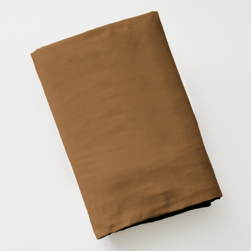 Drap Housse 140 x 190 cm en Coton Camel avec Hauteur de Bonnet 30 cm - Linge de Lit - JULIETA