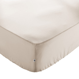 Drap Housse 140 x 190 cm en Coton Beige avec Hauteur de Bonnet 30 cm - Linge de Lit - JULIETA