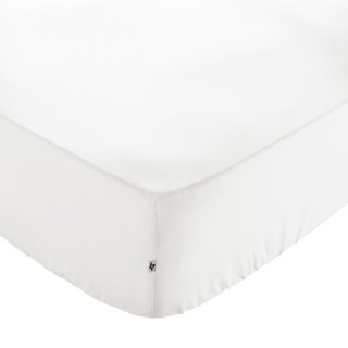 Drap Housse 160 x 200 cm en Coton Blanc avec Hauteur de Bonnet 30 cm - Linge de Lit - JULIETA