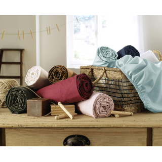 Drap Housse 160 x 200 cm en Coton Camel avec Hauteur de Bonnet 30 cm - Linge de Lit - JULIETA