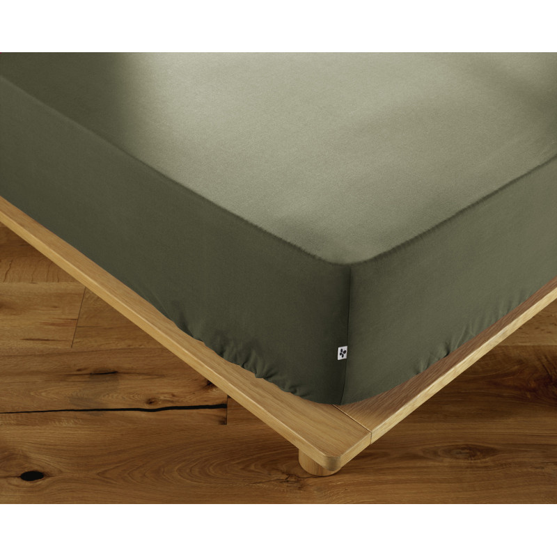 Drap Housse 180 x 200 cm en Coton Vert avec Hauteur de Bonnet 30 cm - Linge de Lit - JULIETA