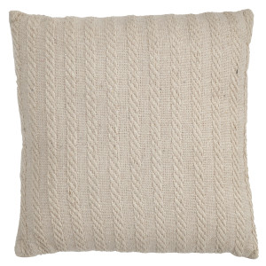 Coussin carré 40 x 40 cm en coton brodé lignes beige décoration - TWINKLE