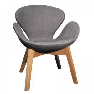 Fauteuil rond tapissé Anthracite piétement bois - Elyt