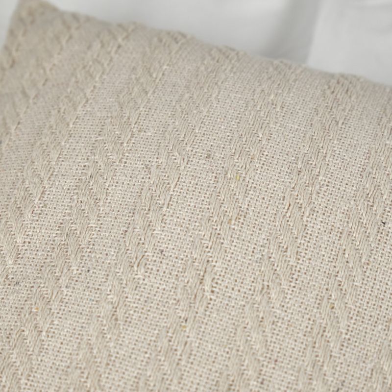 Lot de 2 coussins carrés 40 x 40 cm en coton brodé lignes beige décoration - TWINKLE