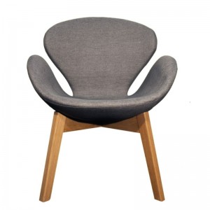 Fauteuil rond tapissé Anthracite piétement bois - Elyt