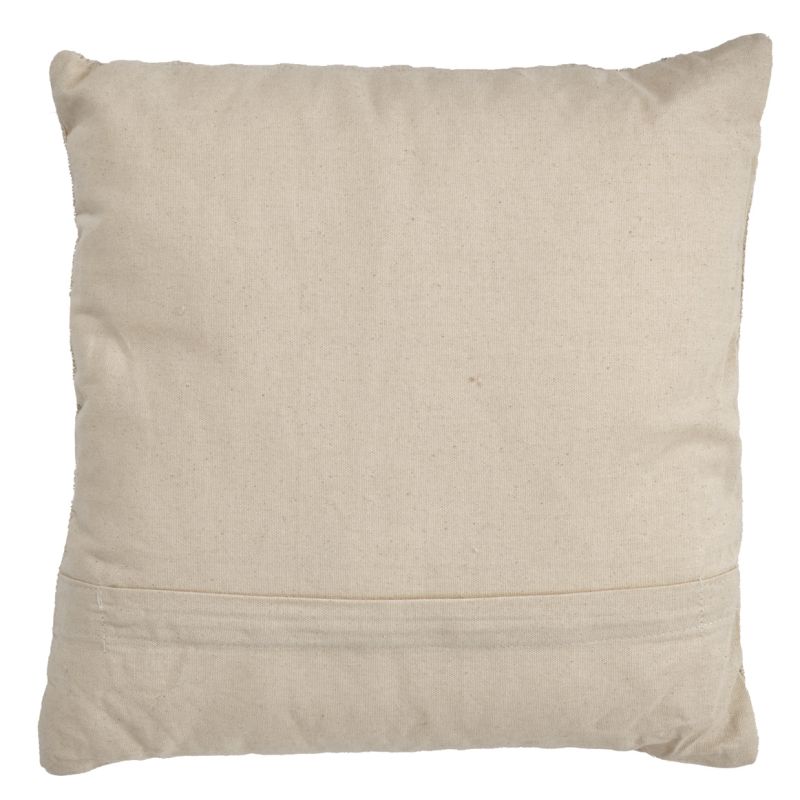 Lot de 2 coussins carrés 40 x 40 cm en coton brodé lignes beige décoration - TWINKLE