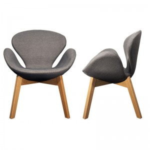 Fauteuil rond tapissé Anthracite piétement bois - Elyt