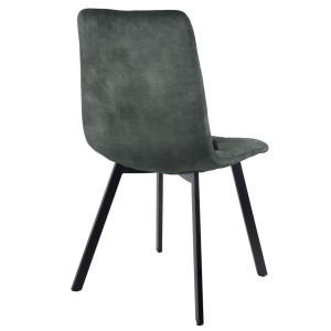 Lot de 2 Chaises Capitonnées en Velours Vert avec Piètement Évasé en Métal Noir - NAMI 2