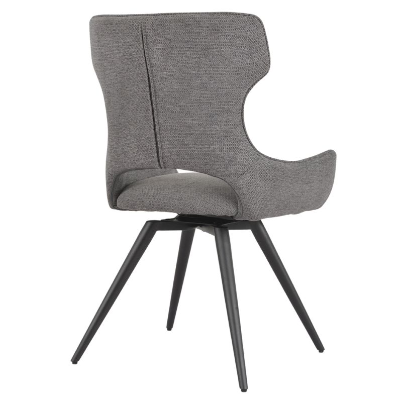 Lot de 2 chaises pivotantes 180° en tissu doux gris anthracite avec pieds métal noir évasés - SEVILLE