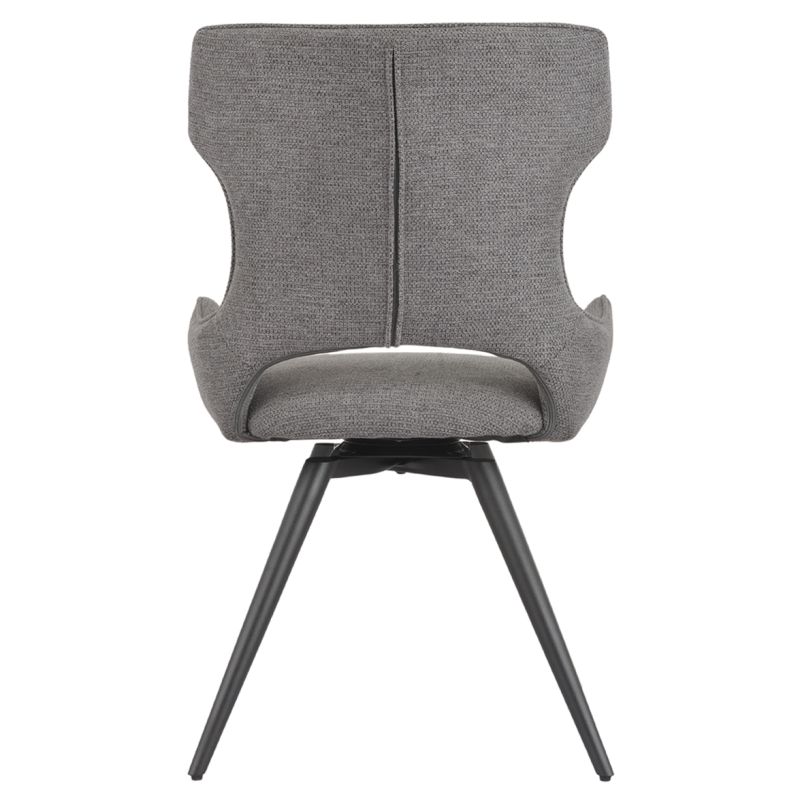 Lot de 2 chaises pivotantes 180° en tissu doux gris anthracite avec pieds métal noir évasés - SEVILLE