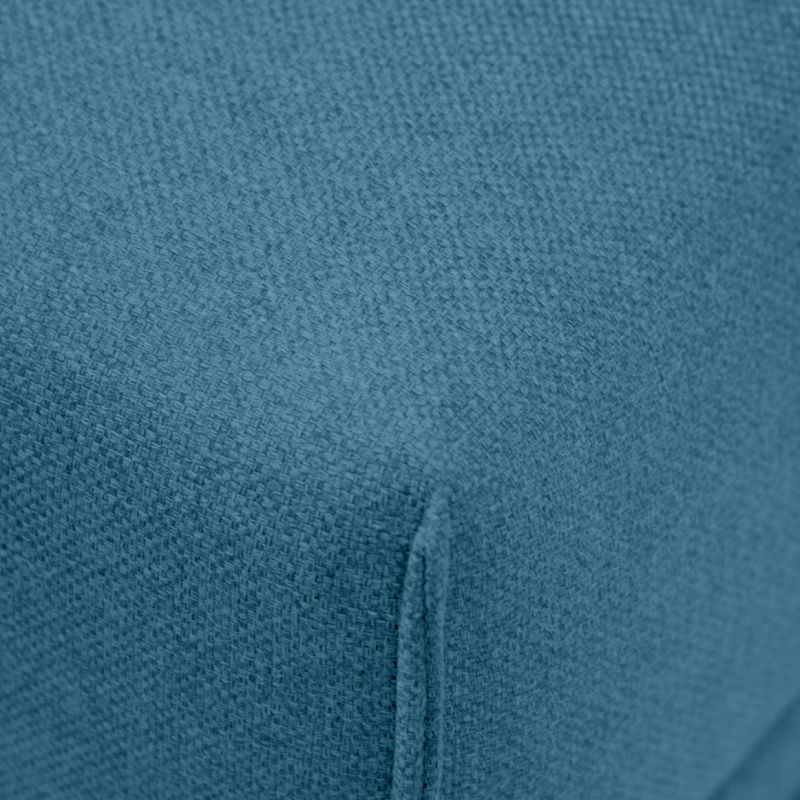 Pouf pour canapé modulable en tissu bleu pieds gris anthracite - GINA