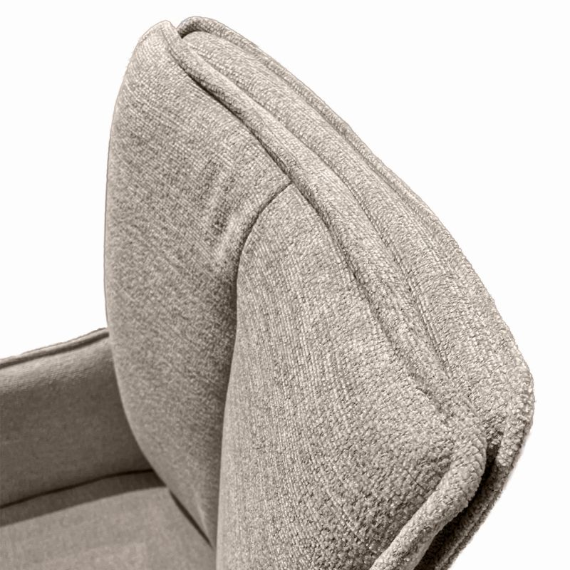 Lot de 2 chaises pivotantes 180° en tissu doux beige accoudoirs et pieds métal blanc - SABRINA