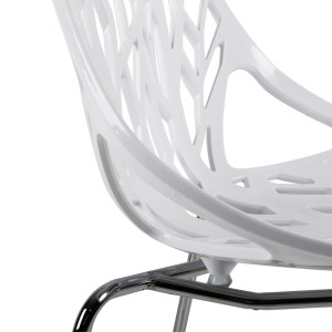 Lot de 2 chaises en plastique blanches ajouré et empilables avec pieds métal chromé - TIMBER