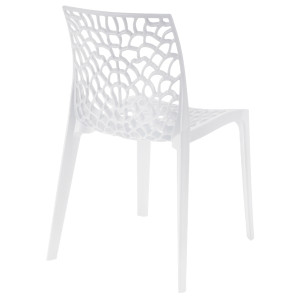 Lot de 2 Chaises de Repas Ajourées et Empilables en Polypropylène Blanc - Design Moderne et Tendance - GRUYER 2