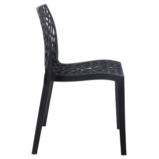 Lot de 4 Chaises de Repas Ajourées et Empilables en Polypropylène Noir - Design Moderne et Tendance - GRUYER 2