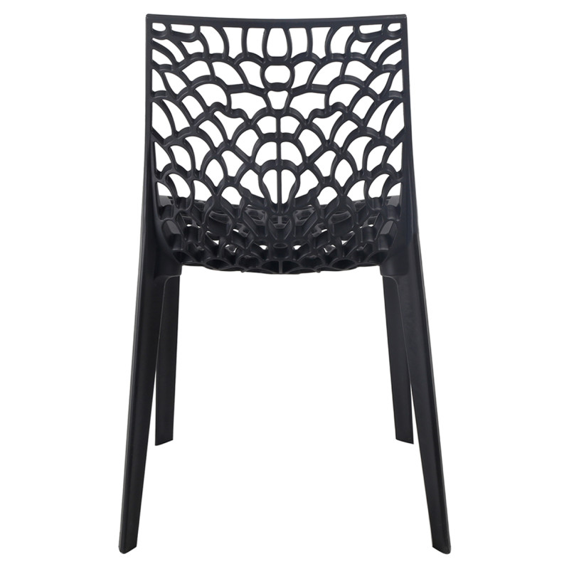 Lot de 4 Chaises de Repas Ajourées et Empilables en Polypropylène Noir - Design Moderne et Tendance - GRUYER 2
