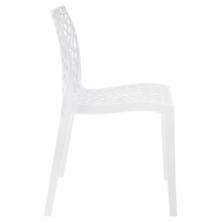 Lot de 4 chaises de repas blanches ajourées et empilables - GRUYER 2