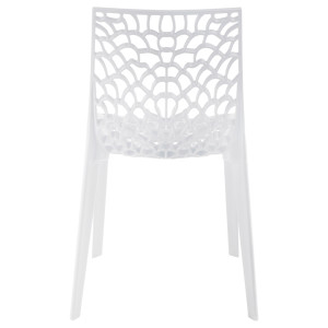 Lot de 4 chaises de repas blanches ajourées et empilables - GRUYER 2