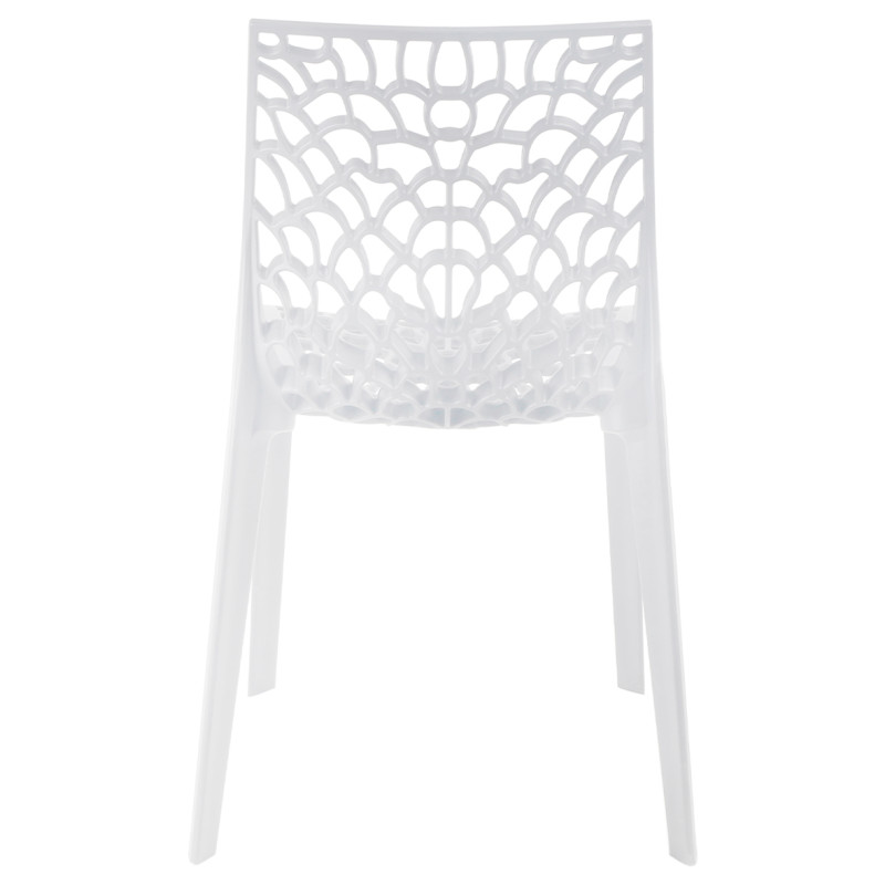 Lot de 4 chaises de repas blanches ajourées et empilables - GRUYER 2