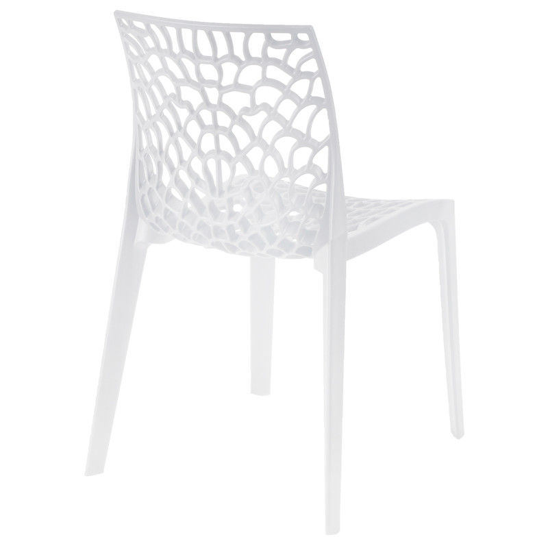 Lot de 4 chaises de repas blanches ajourées et empilables - GRUYER 2
