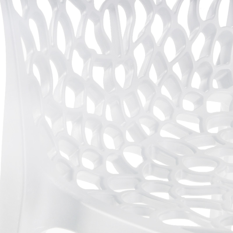 Lot de 4 chaises de repas blanches ajourées et empilables - GRUYER 2