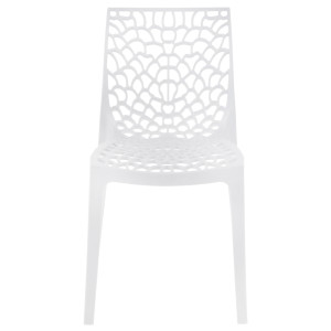 Lot de 4 chaises de repas blanches ajourées et empilables - GRUYER 2