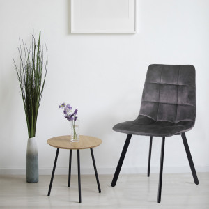 Lot de 2 Chaises Capitonnées en Velours Gris Foncé avec Piètement Évasé en Métal Noir - NAMI 2