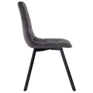 Lot de 2 Chaises Capitonnées en Velours Gris Foncé avec Piètement Évasé en Métal Noir - NAMI 2