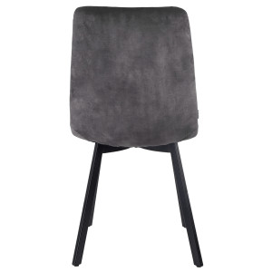 Lot de 2 Chaises Capitonnées en Velours Gris Foncé avec Piètement Évasé en Métal Noir - NAMI 2