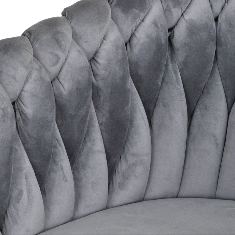 Lot de 2 Chaises en Velours tressé matelassé doux avec accoudoirs gris anthracite et Pieds métal - BOWI 2